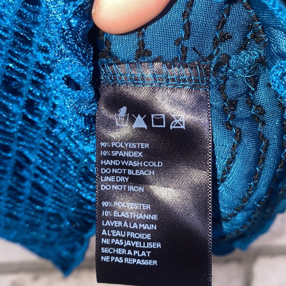 Urban Outfitters Velvet Crop Top, Large Dark Turquoise - Picture 4 of 6